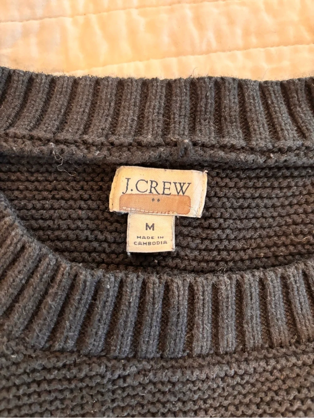 J. Crew Black Basket-Stitch Knit Crewneck Sweater